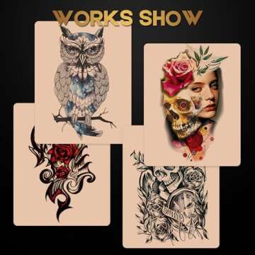 Tattoo Practice Skins with Transfer Paper - 35Pcs Tattoo Fake Skin and Stencil Paper Kit Includes 25Pcs Tattoo Paper and 10Pcs Double Sided Tattoo Skin Practice