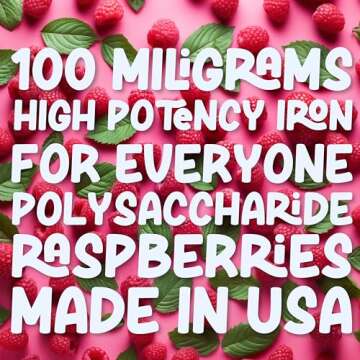 Iron Supplement Liquid Iron High Potency Iron for Women & Adults by Llorens - 100mg Polysaccharide Iron Complex Iron Supplements for Anemia and Iron Deficiency, (Raspberry, 6 oz)