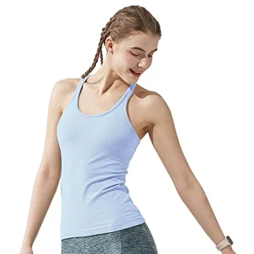 Yoga Racerback Tank Top with Built-in Bra for Women