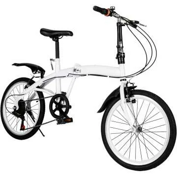 20 Inch Folding Bike with 6 Speed Shifter and Adjustable Height
