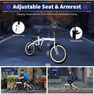 20 Inch Folding Bike with 6 Speed Shifter and Adjustable Height