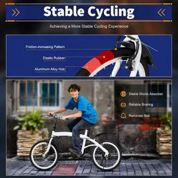 20 Inch Folding Bike with 6 Speed Shifter and Adjustable Height