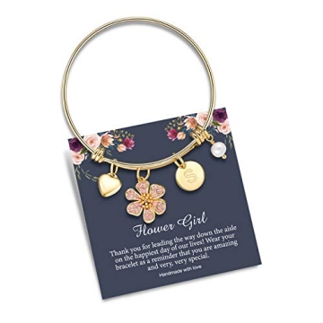 IEFLIFE Gold Plated Charm Bracelet for Flower Girls