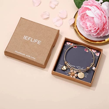 IEFLIFE Gold Plated Charm Bracelet for Flower Girls