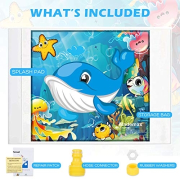 Mademax 79" Splash Pad - Best Summer Water Toy for Kids
