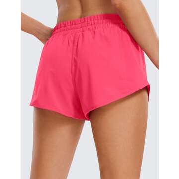 CRZ YOGA Women's Running Shorts Low Waisted 2.5" - Mesh Liner Quick Dry for Track Gym Athletic Worko...