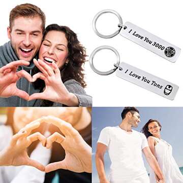 Fifwumang 2PCS Couples Keychain Gifts I Love You 3000 for Husband Wife Boyfriend Girlfriend Birthday Anniversary Key chain Gift