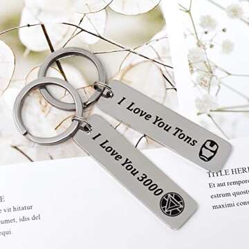 Fifwumang 2PCS Couples Keychain Gifts I Love You 3000 for Husband Wife Boyfriend Girlfriend Birthday Anniversary Key chain Gift