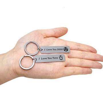 Fifwumang 2PCS Couples Keychain Gifts I Love You 3000 for Husband Wife Boyfriend Girlfriend Birthday Anniversary Key chain Gift