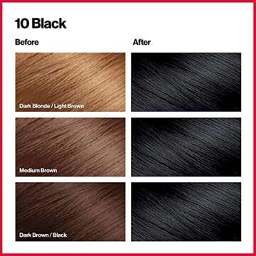 Revlon Permanent Hair Color, Permanent Hair Dye, Colorsilk with 100% Gray Coverage, Ammonia-Free, Keratin and Amino Acids, 10 Black, 4.4 Oz (Pack of 3)