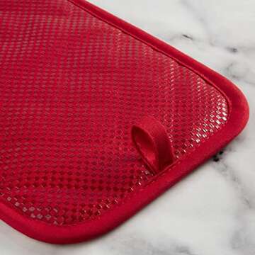 KitchenAid Gingham Pot Holder 2-Pack Set, Passion Red, 7"x10"