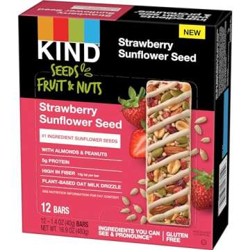KIND Strawberry Sunflower Seed Snack Bars | 5g Protein, Gluten Free, 12 Count