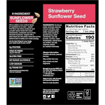 KIND Snack Bar Strawberry Sunflower Seeds | 5g Protein, Gluten Free