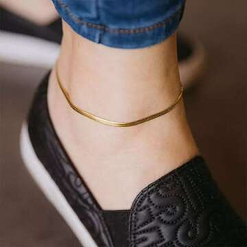 foyjoey 18K Gold Plated Herringbone Ankle Bracelet