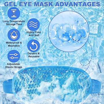 2Pack Cold Cooling Eye Mask, Reusable Gel Eye Mask Hot/Cold Therapy Gel Bead Eye Mask with Plush Backing for Headache/Puffiness/Migraine/Stress Relief/Skin Care/Dry Eyes(Blue)