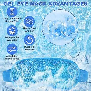 2Pack Cold Cooling Eye Mask, Reusable Gel Eye Mask Hot/Cold Therapy Gel Bead Eye Mask with Plush Backing for Headache/Puffiness/Migraine/Stress Relief/Skin Care/Dry Eyes(Blue)