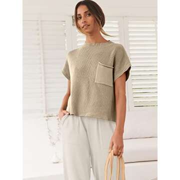 Caracilia Womens Two Piece Outfits Knit Sweater Sets Matching Lounge Set Sweatsuit Tracksuit Summer Trendy Clothes Khaki White M