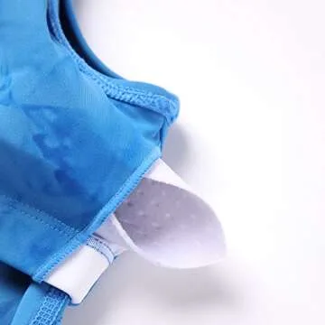 Oalka Sports Bra Womens Longline Padded Crop Tank Yoga Bras Workout Fitness Top Heart Tie Dye Blue M