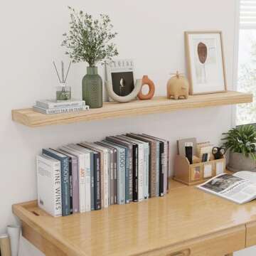 Natural Wood Floating Shelves Set of 2 - 48 Inch Premium Quality Wood Shelves for Home Decor