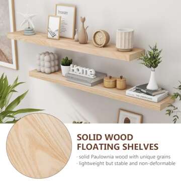 Elegant Natural Wood Floating Shelves Set - 48 Inch