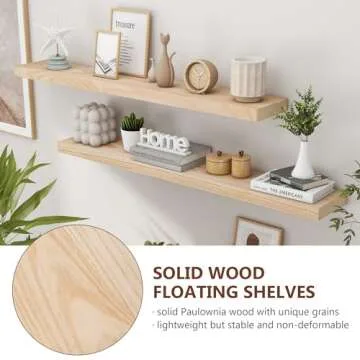 Elegant Natural Wood Floating Shelves Set - 48 Inch