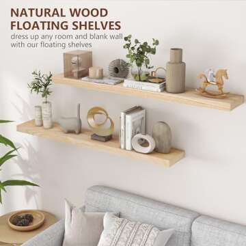 Elegant Natural Wood Floating Shelves Set - 48 Inch
