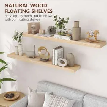 Elegant Natural Wood Floating Shelves Set - 48 Inch