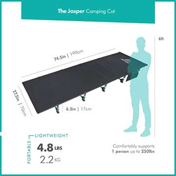 FE Active Folding Camping Cot - Lightweight, Compact & Portable Camping Bed, Comfortable Sleeping Co...
