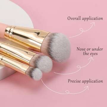 TEOYALL Flat Angled Brushes - Flawless Foundation & Concealer Brush Set
