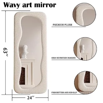 BOJOY Irregular Wavy Full Length Mirror for Stylish Decor