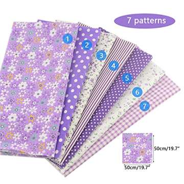 100% Cotton Patchwork Quilting Fabric 7 Pieces Lot for DIY ArtCraft