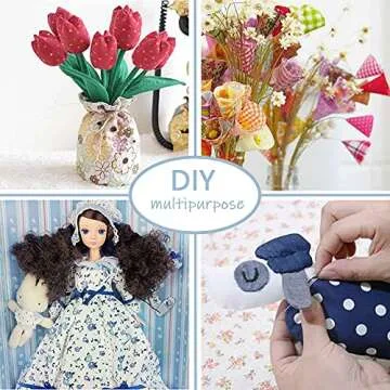 7-Piece Purple Floral Cotton Quilting Fabric Set for DIY