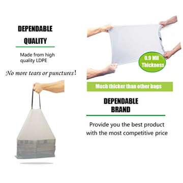 Besli 10 Gallon Drawstring Trash Bag Garbage Bag Trash Can Liner,0.9 Mil,90 Counts