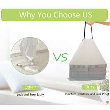 Besli 10 Gallon Drawstring Trash Bag Garbage Bag Trash Can Liner,0.9 Mil,90 Counts