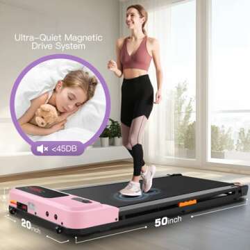 Treadmills for Home,Under Desk Walking Pad Treadmill,2-in-1 Running,Walking & Jogging Portable Running Machine with Remote Control,No Assembly Required,2024 Upgrade