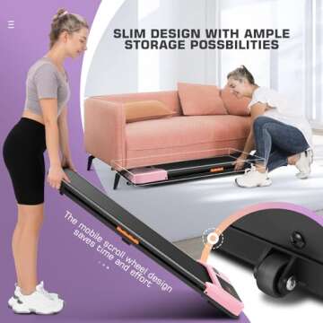 Treadmills for Home,Under Desk Walking Pad Treadmill,2-in-1 Running,Walking & Jogging Portable Running Machine with Remote Control,No Assembly Required,2024 Upgrade