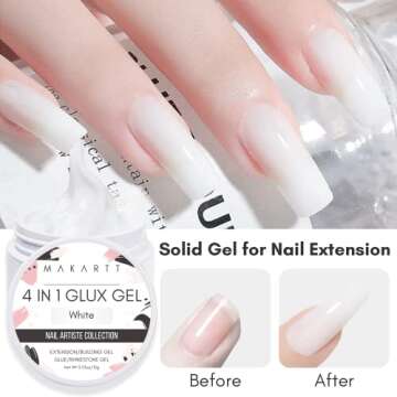 Makartt Solid Builder Nail Gel,15ML 4 in 1 Nail Extension Gel UV Nail Glue for Acrylic Nails Soft Ge...