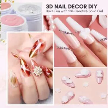 Makartt Solid Builder Nail Gel,15ML 4 in 1 Nail Extension Gel UV Nail Glue for Acrylic Nails Soft Gel Nails Rhinestones Gel 3D Nail Sculpture Gel Hard Gel for Nails UV/LED Nail Lamp Required White