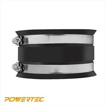 POWERTEC 70149-P4 4 Inch Dust Control Flex Cuff with Steel Hose Clamps, Hose Connector Rubber Cuff Coupler for Woodworking Dust Collection Fittings, Dust Collector Accessories & Machinery, 4 pack