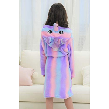 Soft Unicorn Hooded Bathrobe for Girls - Bright Purple 4-5T