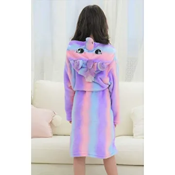 Soft Unicorn Hooded Bathrobe for Girls - Bright Purple 4-5T