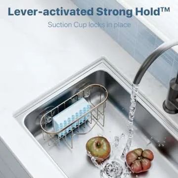 Sponge Holder,Multifunctional Sponge Holders with Two Installation Methods Kitchen Sink Organizer, Rustproof Stainless Steel Sponge Holder for Place Brush Holder,Sponge Scourer and Dish Brush