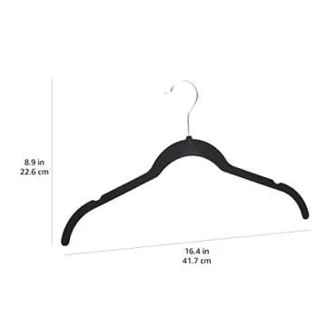 Amazon Basics Slim, Velvet, Non-Slip Shirt Clothes Hangers, Pack of 100, Black