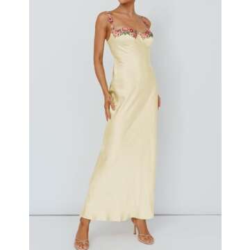 Buy Floral Embroidered Satin Dress for Women Online