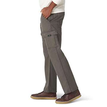 Wrangler Authentics Men's Relaxed Fit Stretch Cargo Pant, Olive Drab, 32W x 30L