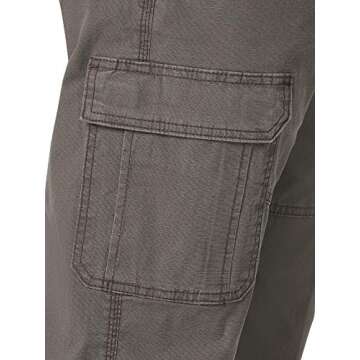 Wrangler Authentics Men's Relaxed Fit Stretch Cargo Pant, Olive Drab, 32W x 30L