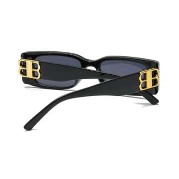 DUPER Black Rectangle Sunglasses Womens Trendy- Sunglasses, Kim Kardashian Sunglasses – Mob Wife A...