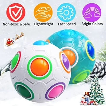 DPTOYZ Magic Rainbow Puzzle Ball Fidget Toys Color-Matching Puzzle Game Fidget Cube Stress Reliever Magic Ball Brain Teaser for Kids/Adults, Easter Basket Christmas Stocking Stuffers for Kids - 2 Pack