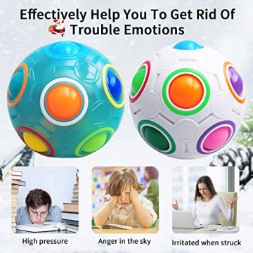 DPTOYZ Magic Rainbow Puzzle Ball Fidget Toys Color-Matching Puzzle Game Fidget Cube Stress Reliever Magic Ball Brain Teaser for Kids/Adults, Easter Basket Christmas Stocking Stuffers for Kids - 2 Pack