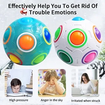 DPTOYZ Magic Rainbow Puzzle Ball Fidget Toys Color-Matching Puzzle Game Fidget Cube Stress Reliever Magic Ball Brain Teaser for Kids/Adults, Easter Basket Christmas Stocking Stuffers for Kids - 2 Pack